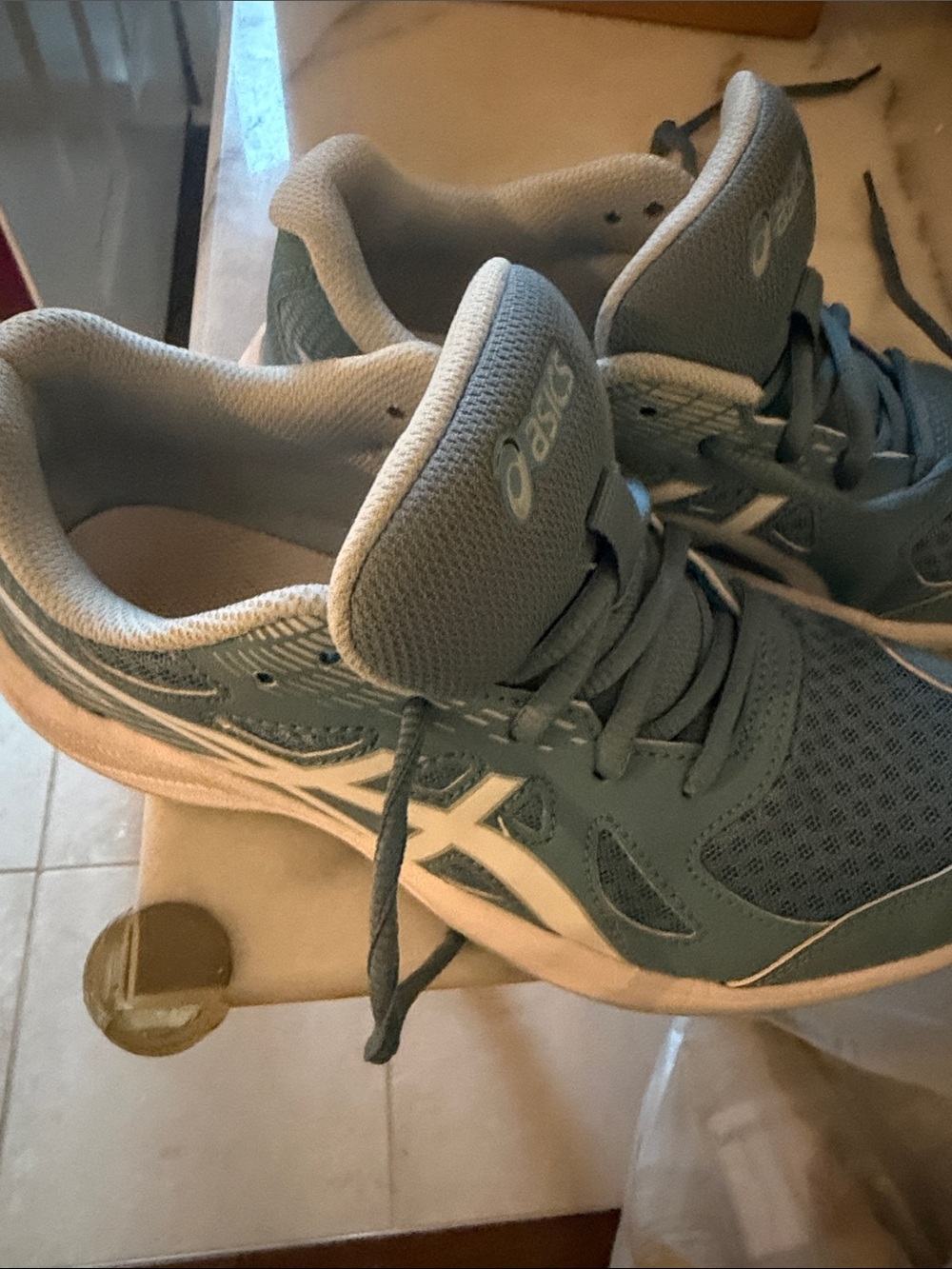 ASICS youth Athletic Shoes in Teal and White